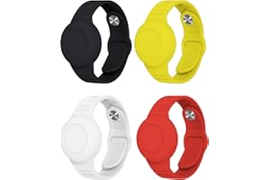 BXKM 4 Pack Waterproof Silicone Apple AirTag Holder Wristband, Adjustable Airtag Bracelet Anti Lost Apple AirTag Holder for Kids
