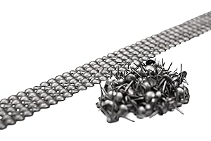 ARTAPISSERIE.FR 5 bandes de clous tapissier + 100 clous - Lentille Fer - Aluminium brossé - Ø9,5mm - Clous tapissier en bande