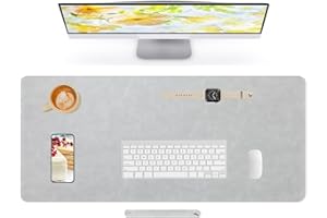 Lllunimon Cuero Almohadilla de Mesa para el ratón Desk Pad Large Mouse Pad Mat Antideslizante Tabla Computadora Portátil Bloque de escritura Oficinas y Familias (Gris claro, 120x43cm)
