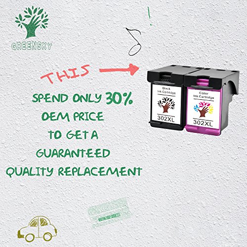 GREENSKY 2 paquetes cartucho de tinta compartible de reemplazo para HP 302 302XL para HP DeskJet 1110 1115 2130 2132 3630 3632 HP OfficeJet 3830 3831 3832 3833 4650 4651 HP Envy 4520 4521 4522 4523 Impresora -  1 Negro   1 Tri-Color 