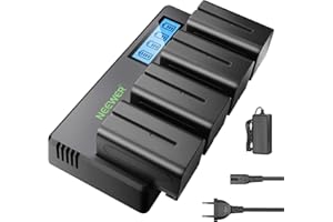 NEEWER 4er Packung NP F750 Ersatzbatterien 7,4V 5600mAh mit 4 Kanalige Ladegerät und Netzteil, kompatibel mit NP-F550/750/770/970 FM500H QM71D QM91D, Feldmonitor, Videoleuchte