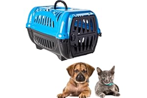 Jel Plast Durable Cat Carrier, Dog Carrier, Pet Carrier with Ventilation System, Secure Locking Door, Convenient Handle - Plastic Pet Carriers for Cats, Dogs, Small Pets, Travel Carrier - Blue