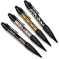 DV DESIGN Set of 4 Bee Black Ballpoint Pens - Bumble Bees Insect Art Deco Abstract Pattern Theme Gift