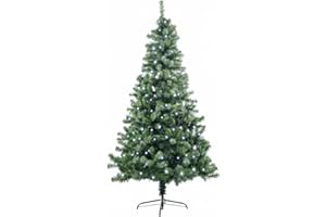 SHATCHI 6Ft Pre-Lit Artificial Christmas Tree Alaskan Pine Tips with Cool White LEDs, Xmas Home Decorations Includes Metal Stand, Green W/Cool White, 6Ft/180cm