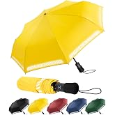 Chakipee Reflective Folding Umbrella - Automatic Windproof Windproof Compact - for Women and Men Travel Umbrella 8 Ribs - Com