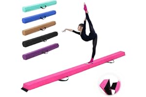 GMYPIC 240/270/300 CM Folding Gymnastics Balance Beam Kids Training Beam Foldable Floor Gymnastics Balance Beam Flocked Cloth with Carry Handles for Training Home Gymnastics Practices