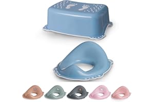 DOCARI Toilettentrainer mit Treppe als Set blau - Toilettensitz Kinder und Tritthocker Kinder - Toilettensitz Kinder mit Treppe - Toilettenaufsatz Kinder WC Sitz Kinder Hocker Kinder Bad