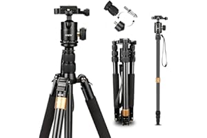 AFAITH Professional Camera Tripod, Compact Aluminum Travel Monopod Tripod With 360 Degree Panoramic Swivel Macro Shot, Anti-skidding Freeze-proofing Camera Stand For Canon,Nikon,Sony ect