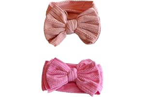 FEIFEI'S BOW 2PCS Newborn Baby Girls Rabbit Headband Soft Elastic Bow Turban Knot Hair Band Toddlers Headbands Set gift (Mix03)