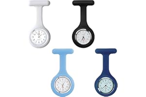 WORUIB 4 Pcs Silicone Nurse Watch with Brooch - Pocket Clock with Pin for Healthcare Doctors, Paramedic Staff, Medical Digital Fob