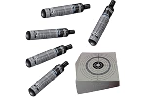 Unbekannt ShoXx.® Set: 5 Walther Co2 Kapseln 88 Gramm für Gotcha/Softair/Paintball + 10 ShoXx.® Shoot-Club Zielscheiben 14x14 cm mit zusätzlichen grauen Ring und 250 g/m²