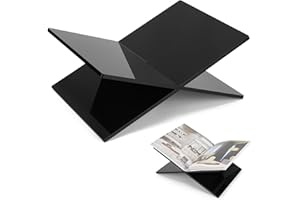 LALAGO Akrylowy stojak na książki, czarna rama krzyżowa, akrylowa, luksusowa podstawka do czytania z pleksiglasu, nadaje się do biblii, podręczników i czasopism