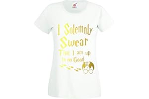 PRINT MY TEE I Solemnly Swear That i Am Up to No Good T-Shirt - Harry Potter Inspired Wizard Magic Birthday Gift Ladies T Shirt Sizes S - XXL