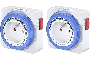 TESSAN Prise Minuteur Programmable 24 Heures, Programmateur Courant 3680W, Timer Prise Electrique à 96 Segments, Intervalle de 15 Minutes, Minuterie de Cycle Quotidien, pour Lampes