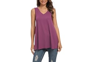 AUSELILY Camiseta sin Mangas con Cuello en V sin Mangas de Verano para Mujer Blusa sin Mangas