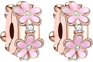 Amuefer 2 szt. Charms Clip Kompatybilna bransoletka srebro Minnie Bowknot Shell Pink Pavé rodzina zawsze stopery dla kobiet żony przyjaciół