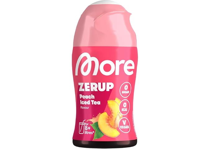 MORE Zerup, Peach Iced Tea, 65 ml, für bis zu 8 l Fertiggetränk | Zuckerfreier Sirup mit u.a. echten Fruchtextrakten, vegan, zero… – Produktbeispiel aus Lebensmittel & Getränke