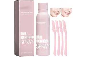 HONGECB Hair Identifier Spray for Face Shaving, Painless Hair Removal Spray, Includes 4 Razors for Dermaplaning and Face Shaving, Facial Dermaplaning Sprays Kit for All Skin and Hair Types,100ml