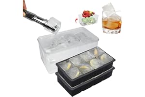 BANGP Silicone Extra Large Ice Cube Tray with Ice Cube Storage Container, Jumbo Ice Tray for Freezer, Ice Box Perfect for Storage Ice Cubes (2 Ice Trays & Ice Bin & Ice Tong)