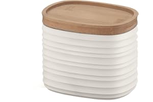 Guzzini - Tierra, Barattolo S con Coperchio, Realizzato con Materiali Riciclabili - Bianco Latte, 12.3 x 9.4 x h 11 cm | 500 CC - 181801156