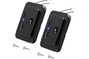 GIANTDEER Presa di Ricarica Rapida PD+QC3.0 Dual USB, Presa Camper USB C di Tipo C con Interruttore ON/OFF, Presa Auto PD2.0 Type-C e USB QC3.0, per 12V~26V Auto Bus ATV Camion Marini(2 PCS)