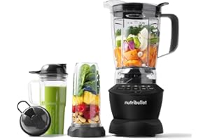 Nutribullet Full Size Blender Combo, mixeur électrique, broyeur multifonctionnel, professionnel, puissance 1200 Watt, carafe 1,9l, verres 946ml et 710ml, noir, NBF500MB