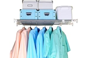 BAOYOUNI Teleskop Garderobensystem Regal Kleiderstange 5 Edelstahl Stangen Ausziehbar Länge 60-100cm Aufbewahrung Bücherregal Regalteiler DIY Layered Trenner für Küche, Badezimmer, Kleiderschrank