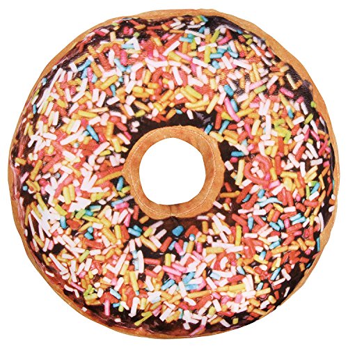 Nunubee Zierkissen Dekorative Donuts Kopfkissen PP Baumwolle Sofakissen Dekokissen Schaumstoff Gefüllt Spielzeug, Bunte Streusel Schoko - 2