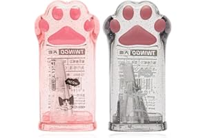 OPIURVY 2 Pcs Temperino con Contenitore, zampe di gatto,Temperino con Serbatoio, Temperino Fori Temperino Bambini Temperamatite Trucco per Diversi Tipi di Matite Studenti Scuola Ufficio Viaggi,in plastica