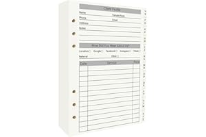 suituts Client Record Book, Hair Stylist Profile Binder Cards with Alphabetical Tabs for Salons, Hair Stylist, Nail, Small Business(200 Sheets Profile Cards, 5.6"X 8.2"), Cream