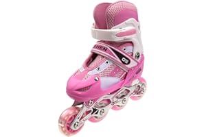 Belfoyer Patins à roulettes Enfant Réglables, Roller Double Rangée Fille Garçon, Taille Ajustable S/M/L, Chaussures de Patinage Sécurisées avec Frein, Confort Respirant – Roues Classiques ou