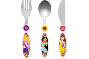 ZAWADI GLOBAL Disney Princess - Juego de cubiertos para niños, 3 piezas, cuchillo, tenedor, cuchara