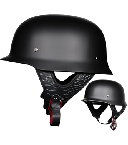 Casco Moto Jet Retrò Tedesco - Certificato ECE, Mezzo Casco Open Face Con Fibbia Sgancio Rapido | Uomo E Donna - Foto 10