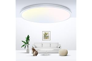 libtit 24W 33CM Bathroom Lights Ceiling,2400LM Led Flush Mount Ceiling Light, 3 Color Selectable 3000K/4500K/6000K Thin Round Ceiling Panel Light Fixture for Kitchen,Bedroom,Hallway,Office