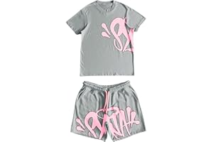 GENERIC Synaworld Chandal Synaworld Corto Camiseta Unisex con Letra Estampada gráfica, Conjunto de 2 Piezas Top y Pantalones Cortos de Manga Corta para Hombres y Mujeres Synaworld Chandal