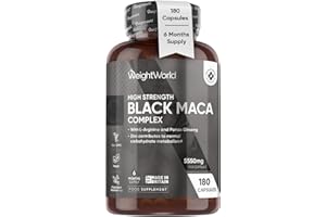 WEIGHTWORLD Maca Root Capsules 5550mg - 180 Capsules - 6 Months Supply - Black & Yellow Maca with L-Arginine & Panax Ginseng - Zinc Contributes to Normal Fertility & Reproduction (EFSA) - for Men & Women