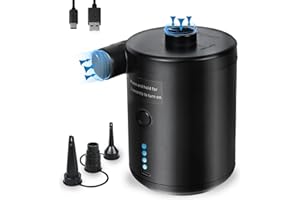 PATEMZON Pompa Elettrica, Pompa Elettrica per Materasso Gonfiabile, 4000mAh Gonfiatore Elettrico Portatile con 3 Ugelli, Gonfiare e Sgonfiare, per il Campeggio All'Aperto, Materasso Ad Aria