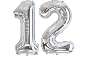 Vthoviwa Enormi Palloncini Numeri 12/21 Argento, Pallone 12/21. Compleanno Palloncini Uranio, Balloon 12/21 Decorazione Delle Festività