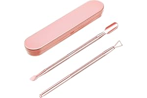 FRIENDA Décapant pour cuticules, décapant pour cuticules Découpeur pour triangles et cuticules en acier inoxydable avec cutter à deux extrémités Cuillères à ongles Outils à solvant (Or Rose)