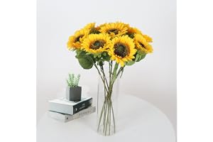 RXKFIGX 8 styck konstgjorda solrosor lång stilk silkessolroser solrosdekoration blomplast solroser konstgjord solros för bröl
