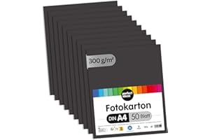 ‎PERFECT IDEAZ perfect ideaz - 50 Blatt Fotokarton DIN-A4, Schwarz, 300 g/m², made in Germany, Blauer Engel zertifiziert