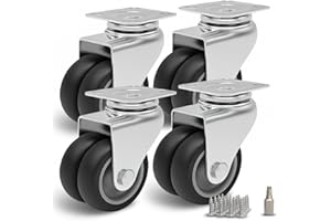 PRIOstahl Zestaw kółek meblowych 50 mm, kółko obrotowe z hamulcem – rolka transportowa 100 kg na podwójną rolkę, do przenośnego stołu warsztatowego, kosza plażowego, piły stołowej, do mebli, mebli