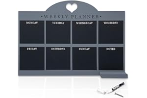 EMPIRE TRADING & COMMERCE Empire Weekly Planner and Menu Board for Kitchen, Work Planner Blackboard, Wall Mounted Daily Planner with a Pen, To Do List, Dry Erase Meal Planner with White Cloth for Office & Home (Large, Blue)