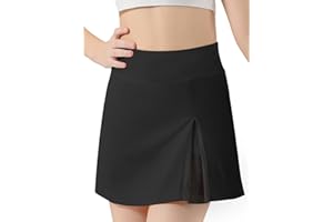 GROYOLAN Jupe de tennis pour fille avec patchwork en maille - Jupe-short athlétique taille haute avec short intégré, jupe de golf trapèze respirante