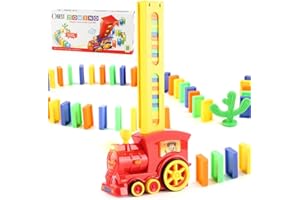 OBEST 100Pcs Treno Elettrico Domino Giocattolo, Domino Distribuzione Automatica Rally Treno con Luce e Musica, Giocattolo Educativo per Prima Infanzia Adatto a Bambini di età Superiore ai 3 Anni