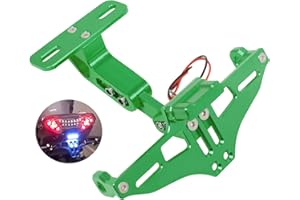 BAIONE Worldmotop Motorcycle License Plate Bracket Fender Eliminator Kit Universial for Yamaha Kawasaki Honda Ducati Suzuki BMW Adjustable Light Tail Tidy Holder Mount LED(green)