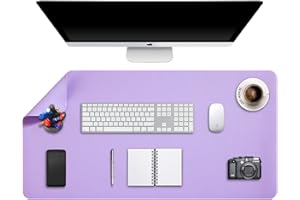 Desk Pad Large, Desk Mat, Extended Mouse Mat, Mouse Pad L, Desk Blotter, DOBAOJIA Laptop Pad Writing Pad for Office/Home, Dual-Side Use PU Leather Waterproof 35.4" X 16.9"(Purple/Purple)