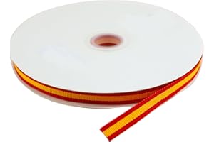 ONLY FAITH Cinta Bandera de España Tela para Pulseras y Manualidades Tela Ribbon (Rojo, 50 metros / 1 cm)