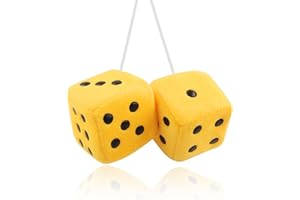 IHOTDER Dadi sfocati eleganti da appendere all'auto, divertenti dadi in peluche per specchietto retrovisore, accessori per interni auto, accessori da appendere allo specchio (giallo)