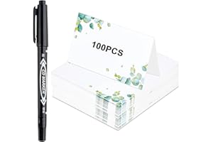 100pcs Wedding Place Cards with Pen BOZILY Eucalyptus Table Cards for Weddings Greenery Table Seating Cards Paper Tented Wedding Name Cards for Table Setting Birthday Dinner Christmas Party